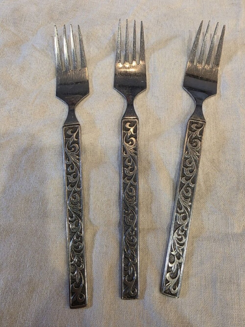 Set of 6 Vintage Riviera MONTEREY Stainless Silverware Flatware 7.5" Dinner Fork